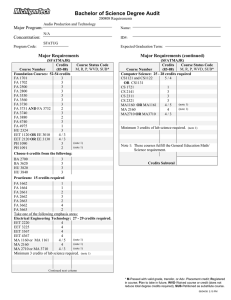 Bachelor of Science Degree Audit Major Program: Concentration: