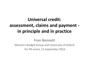 Universal credit: assessment, claims and payment - in principle and in practice