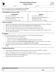 Cooperative Education Program Student Checklist □