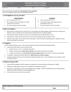 Cooperative Education Program International Student Checklist