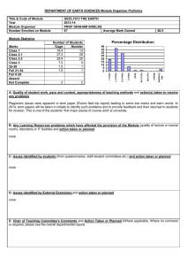 DEPARTMENT OF EARTH SCIENCES Module Organiser Proforma  GEOL1013 THE EARTH