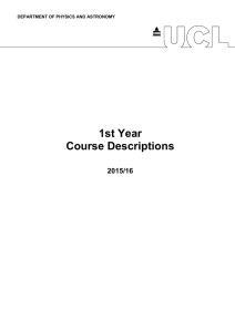 1st Year Course Descriptions  2015/16