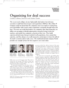 Organising for deal success EUROPEAN BUSINESS JOURNAL