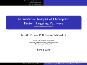 Quantitative Analysis of Chloroplast Protein Targeting Pathways MOAC 1