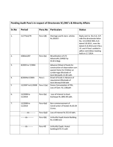 Pending Audit Para’s in respect of Directorate SC,OBC’s &amp; Minority... Sr.No Period Para.No  Particulars