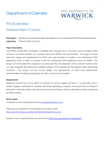 Department of Chemistry PhD Studentship Professor Peter O’Connor