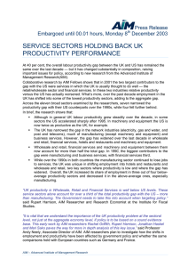 SERVICE SECTORS HOLDING BACK UK PRODUCTIVITY PERFORMANCE Press Release