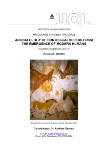 ARCHAEOLOGY OF HUNTER-GATHERERS FROM THE EMERGENCE OF MODERN HUMANS