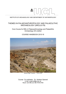 THEMES IN PALAEOANTHROPOLOGY AND PALAEOLITHIC ARCHAEOLOGY (ARCLG179)