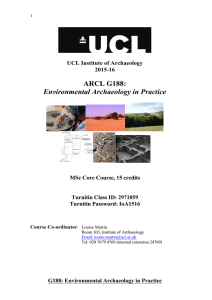 ARCL G188:  Environmental Archaeology in Practice