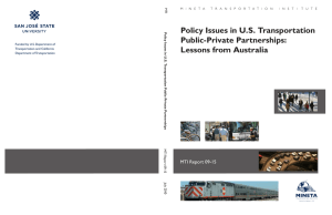 Policy Issues in U.S. Transportation Public-Private Partnerships: Lessons from Australia MTI Report 09-15
