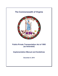 The Commonwealth of Virginia Public-Private Transportation Act of 1995 (as Amended)