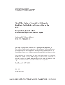 Task B-2:  Status of Legislative Settings to U.S.