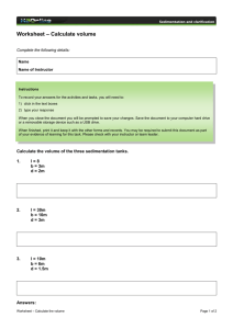 – Calculate volume Worksheet  Complete the following details:
