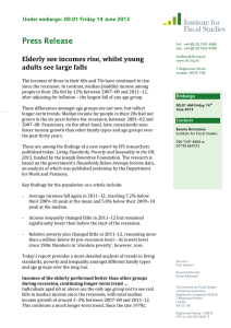 Press Release Elderly see incomes rise, whilst young adults see large falls