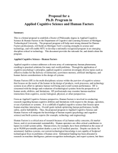 Proposal for a Ph.D. Program in Applied Cognitive Science and Human Factors