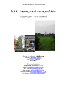 MA Archaeology and Heritage of Asia Degree Programme Handbook 2015-16