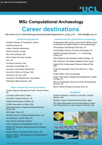 Career destinations MSc Computational Archaeology *