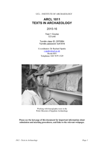 ARCL 1011 TEXTS IN ARCHAEOLOGY 2015-16