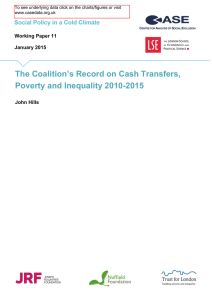 The Coalition’s Record on Cash Transfers, Poverty and Inequality 2010-2015 January 2015