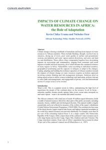 IMPACTS OF CLIMATE CHANGE ON WATER RESOURCES IN AFRICA: