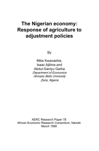 The Nigerian economy: Response of agriculture to adjustment policies By