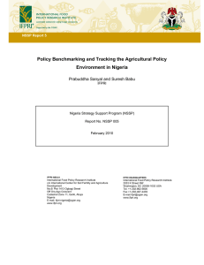 Policy Benchmarking and Tracking the Agricultural Policy Environment in Nigeria