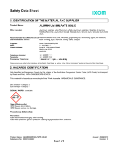 Safety Data Sheet 1. IDENTIFICATION OF THE MATERIAL AND SUPPLIER
