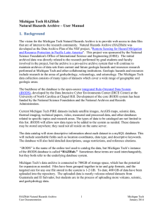 Michigan Tech HAZHub Natural Hazards Archive – User Manual 1.  Background