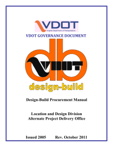 VDOT GOVERNANCE DOCUMENT Design-Build Procurement Manual  Location and Design Division