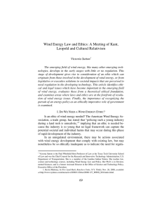 Wind Energy Law and Ethics: A Meeting of Kant,  Victoria Sutton