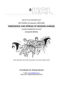 EMERGENCE AND SPREAD OF MODERN HUMANS BA COURSE (0.5 element): ARCL2026