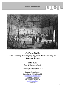 ARCL 3026. The History, Ethnography, and Archaeology of African States 2014-2015