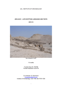 UCL  INSTITUTE OF ARCHAEOLOGY 15 credits Turnitin Class ID: 783798