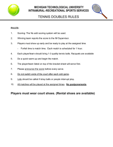 TENNIS DOUBLES RULES MICHIGAN TECHNOLOGICAL UNIVERSITY INTRAMURAL–RECREATIONAL SPORTS SERVICES