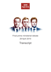 Transcript Final prime ministerial debate 29 April 2010