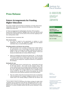 Future Arrangements for Funding Higher Education
