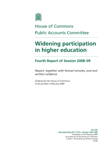 Widening participation in higher education House of Commons Public Accounts Committee