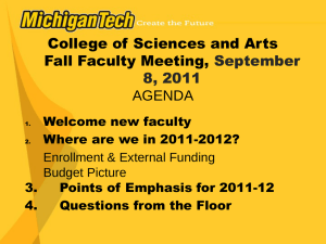 College of Sciences and Arts Fall Faculty Meeting, AGENDA September