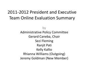 2011-2012 President and Executive Team Online Evaluation Summary