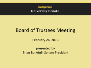 Board of Trustees Meeting February 26, 2016 presented by Brian Barkdoll, Senate President