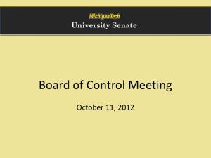 Board of Control Meeting  October 11, 2012 University Senate