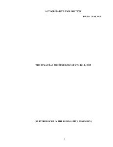 AUTHORITATIVE ENGLISH TEXT Bill No.  26 of 2012.