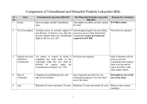 Comparison of Uttarakhand and Himachal Pradesh Lokayukta Bills.