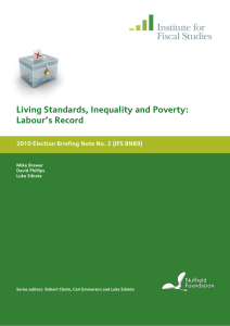 Living Standards, Inequality and Poverty: Labour’s Record