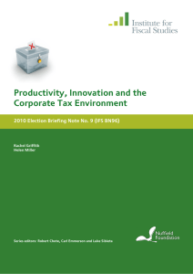 Productivity, Innovation and the Corporate Tax Environment