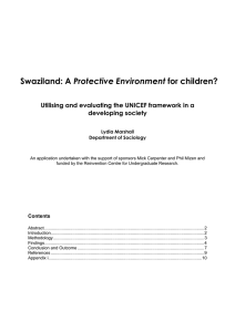 Protective Environment  Utilising and evaluating the UNICEF framework in a developing society