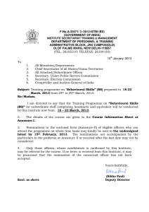 F.No.A-33071/ 3 /2012-ISTM (BS) (GOVERNMENT OF INDIA) DEPARTMENT OF PERSONNEL &amp; TRAINING