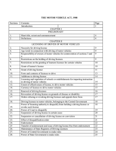 THE MOTOR VEHICLE ACT, 1988 Sections Contents Page