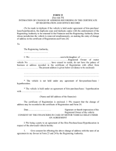 FORM 33 [See rule 59] OF REGISTRATION AND OFFICE RECORD